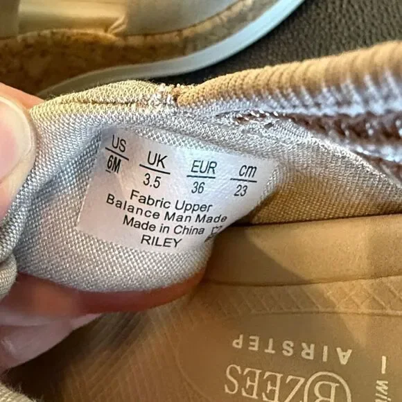 LifeStride Riley Bzees Airstep Beige Sandals Washable Slingback Wedge size 36/6M - Picture 9 of 11